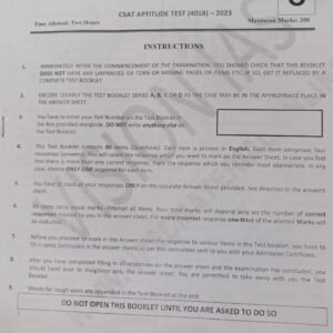 Vision IAS TEST BOOKLET CSAT APTITUDE TEST (4018) - 2023